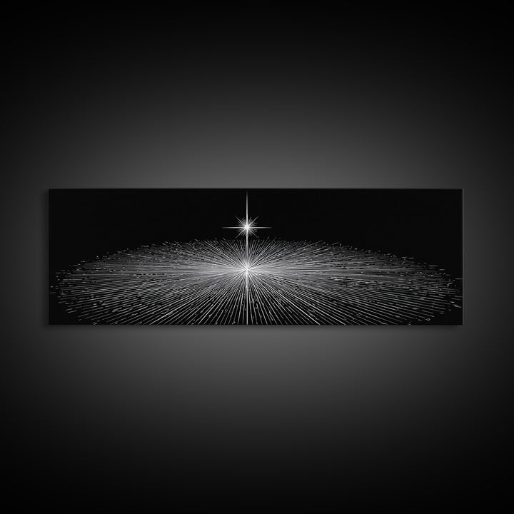 Black And White Radiant Grid Horizon Canvas Print, Minimalist Wall Art, Op Art Poster, Modern Geometric Office Decor Gift