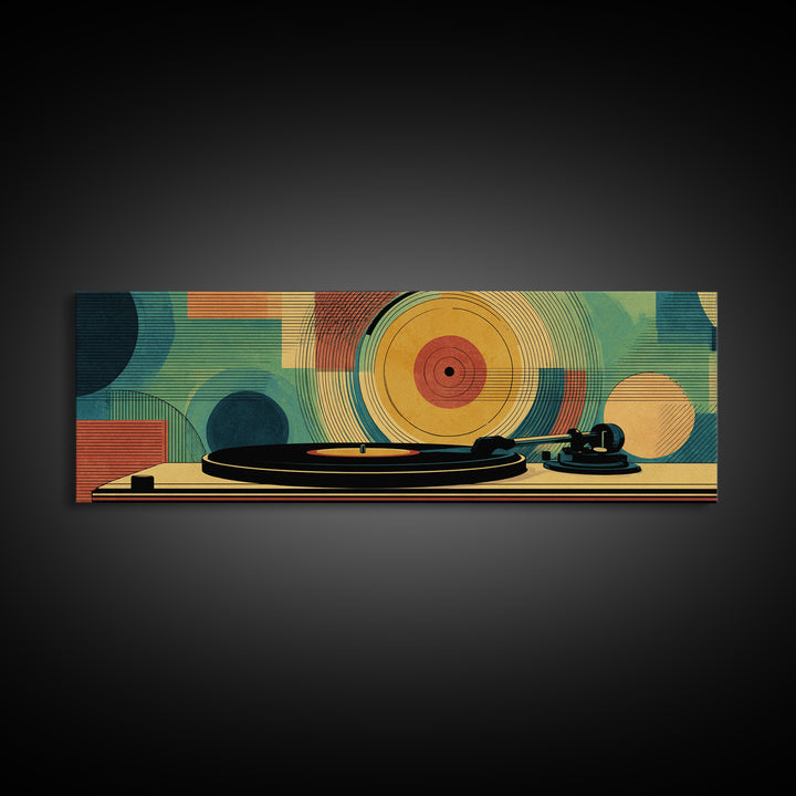 Midcentury Turntable Music Wall Art, Retro Vinyl Record Poster, Modern Art Print, Atomic MCM Decor For Living Room Decor Gift
