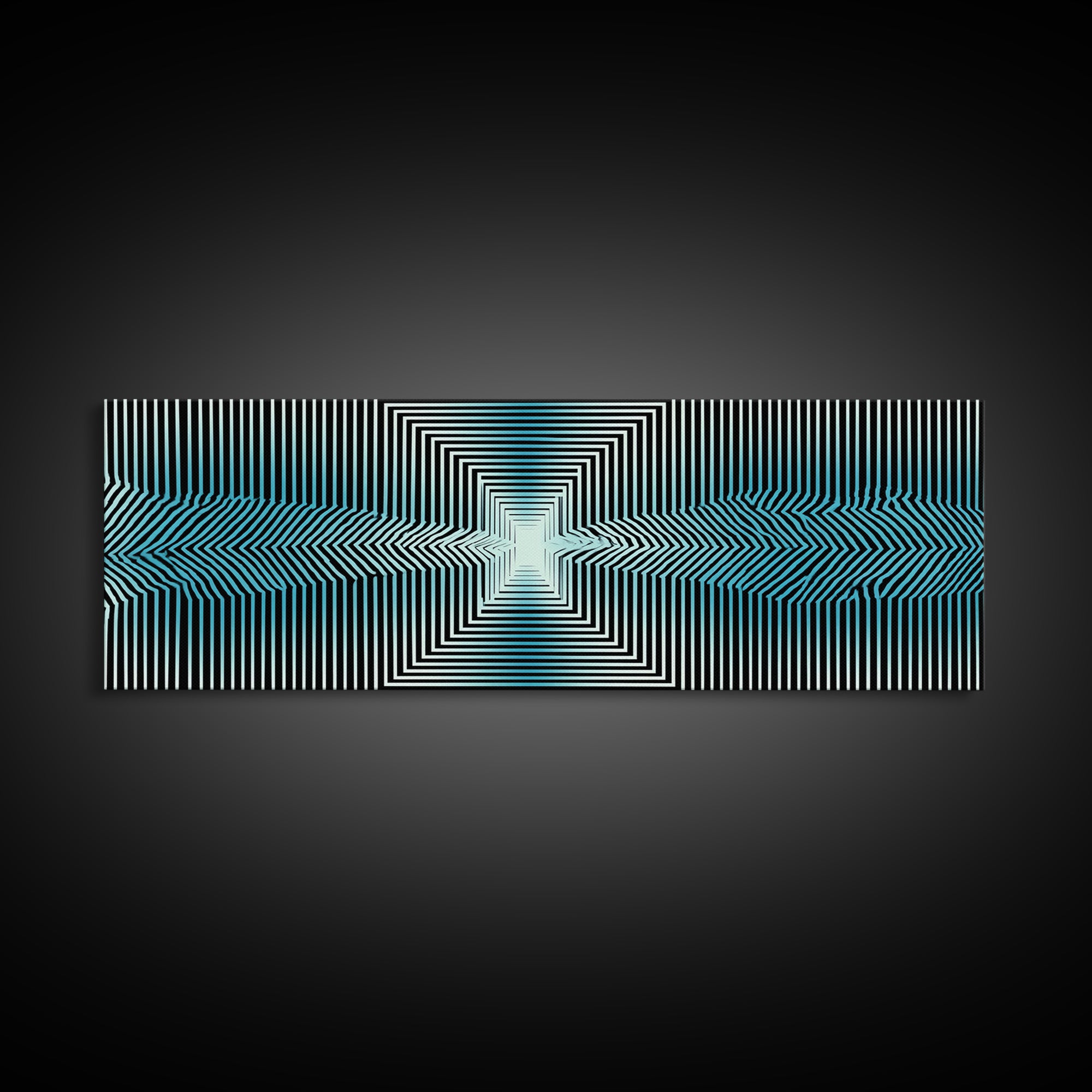 Optical Illusion Line Wall Art, Op Art Geometric Print, Modern Abstract Art, Blue Black Minimalist Decor For Office Gift