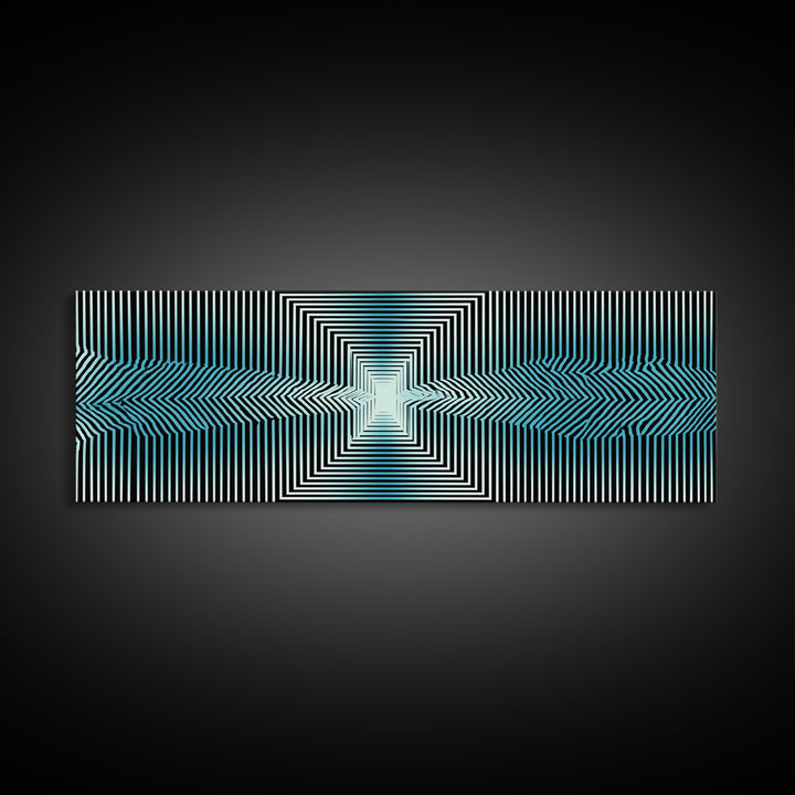 Optical Illusion Line Wall Art, Op Art Geometric Print, Modern Abstract Art, Blue Black Minimalist Decor For Office Gift