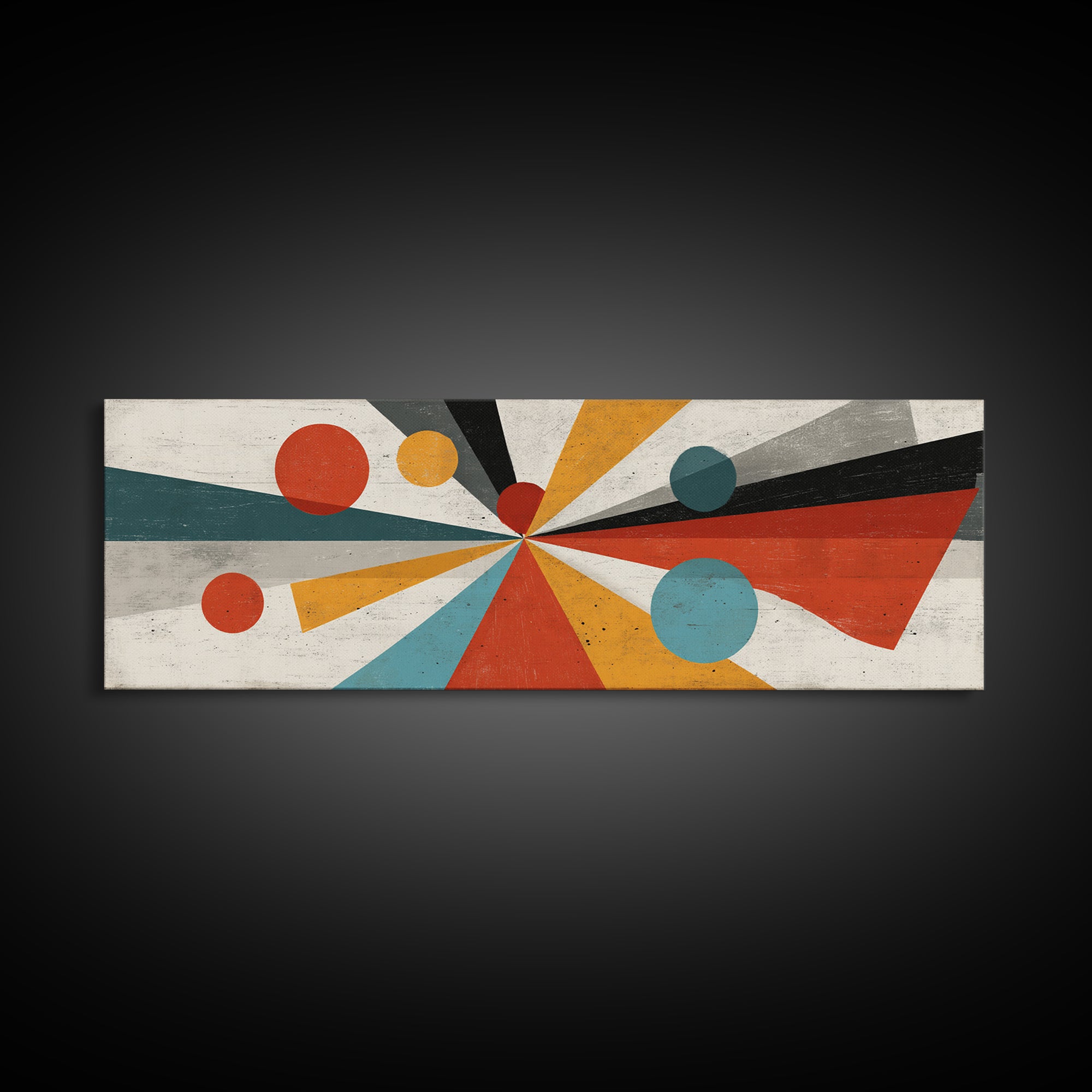 Atomic Teal Orange Geometric Burst Wall Art, Mid Century Modern Abstract Print, Retro Mcm Decor For Living Room, Statement Home Decor