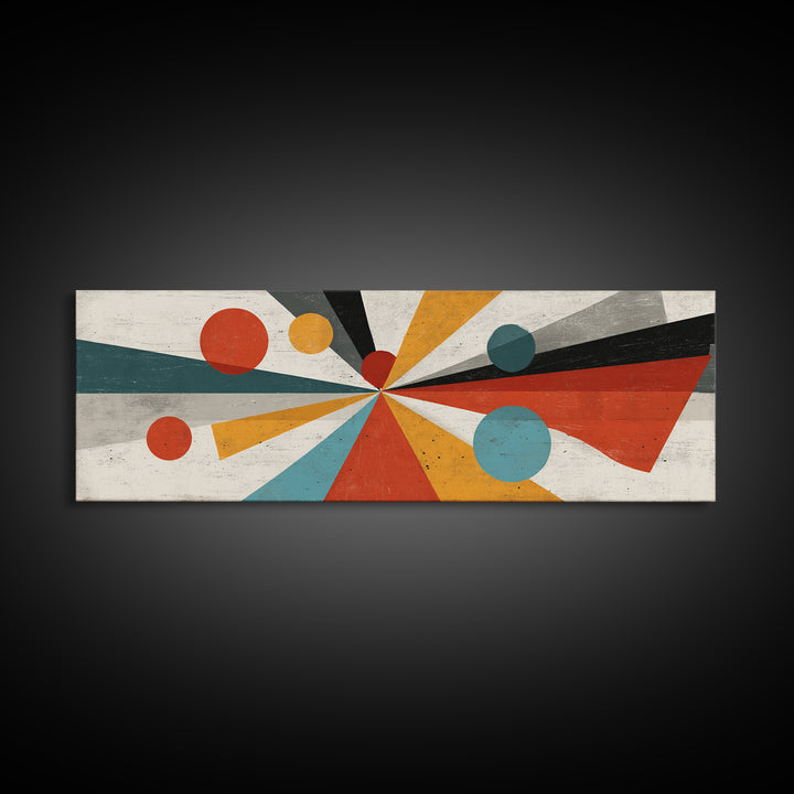 Atomic Teal Orange Geometric Burst Wall Art, Mid Century Modern Abstract Print, Retro Mcm Decor For Living Room, Statement Home Decor