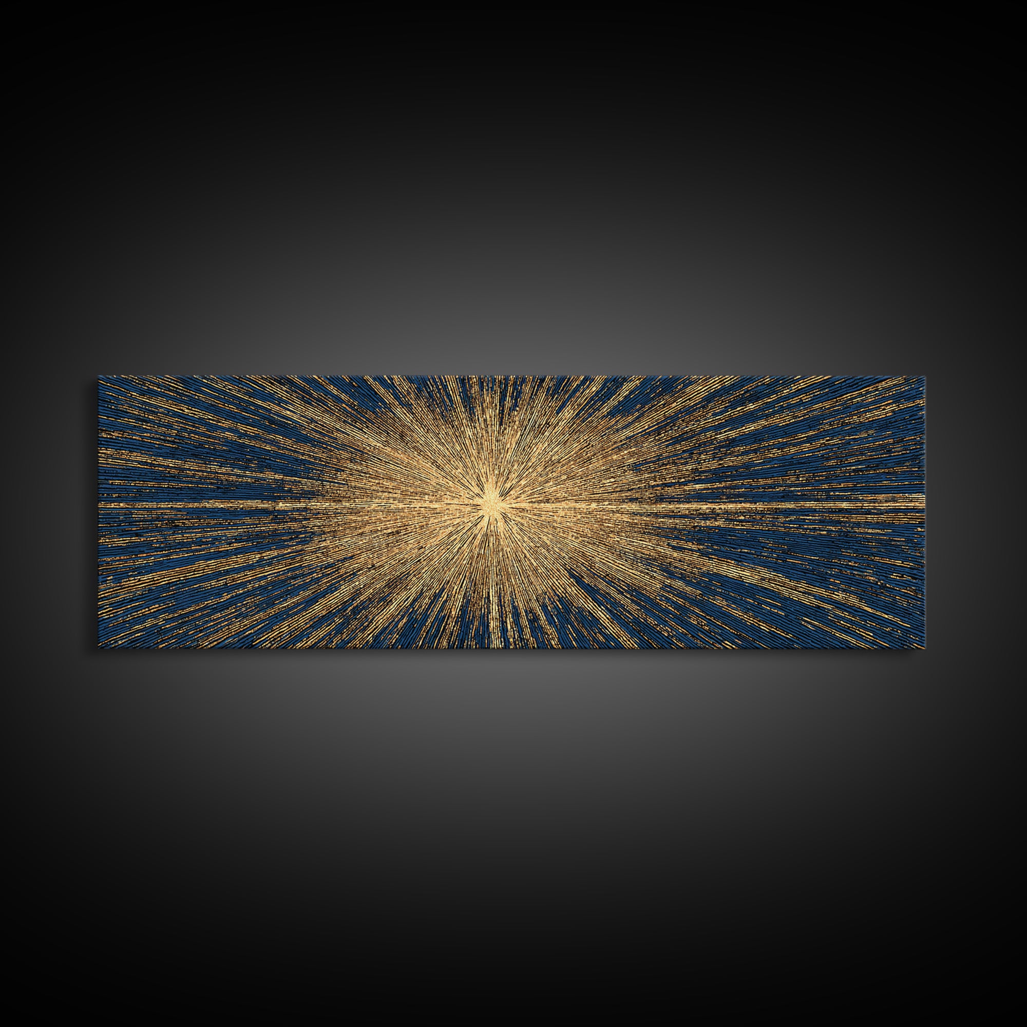 Golden Sunburst Energy Field Canvas Print, Mid Century Modern Abstract Wall Art, Cosmic Retro Decor For Living Room Or Office