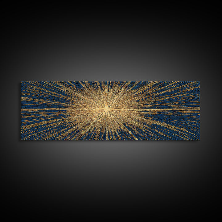 Golden Sunburst Energy Field Canvas Print, Mid Century Modern Abstract Wall Art, Cosmic Retro Decor For Living Room Or Office
