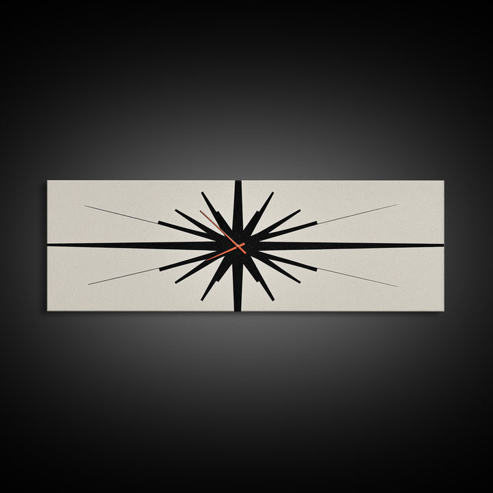 Minimal Black Atomic Starburst Wall Art, Mid Century Modern Abstract Print, Bauhaus Geometric Decor For Office, Den, And Entry