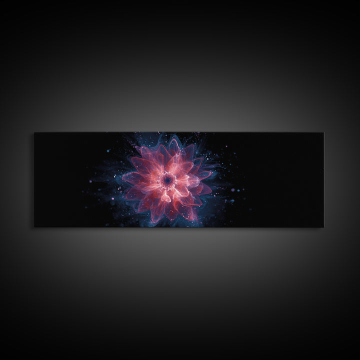 Glowing Pink Cosmic Blossom Wall Art, Modern Abstract Art, Digital Art Print, Space Abstract Art, Trendy Bedroom Wall Decor