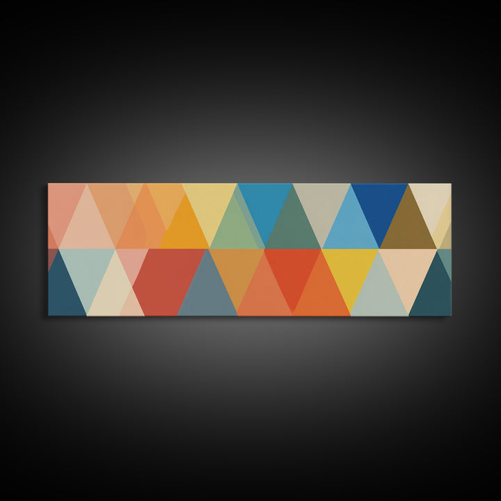 Bold Colorful Triangle Pattern Canvas Print, Midcentury Modern Wall Art, Geometric Poster, Retro Home Decor, Bauhaus Art