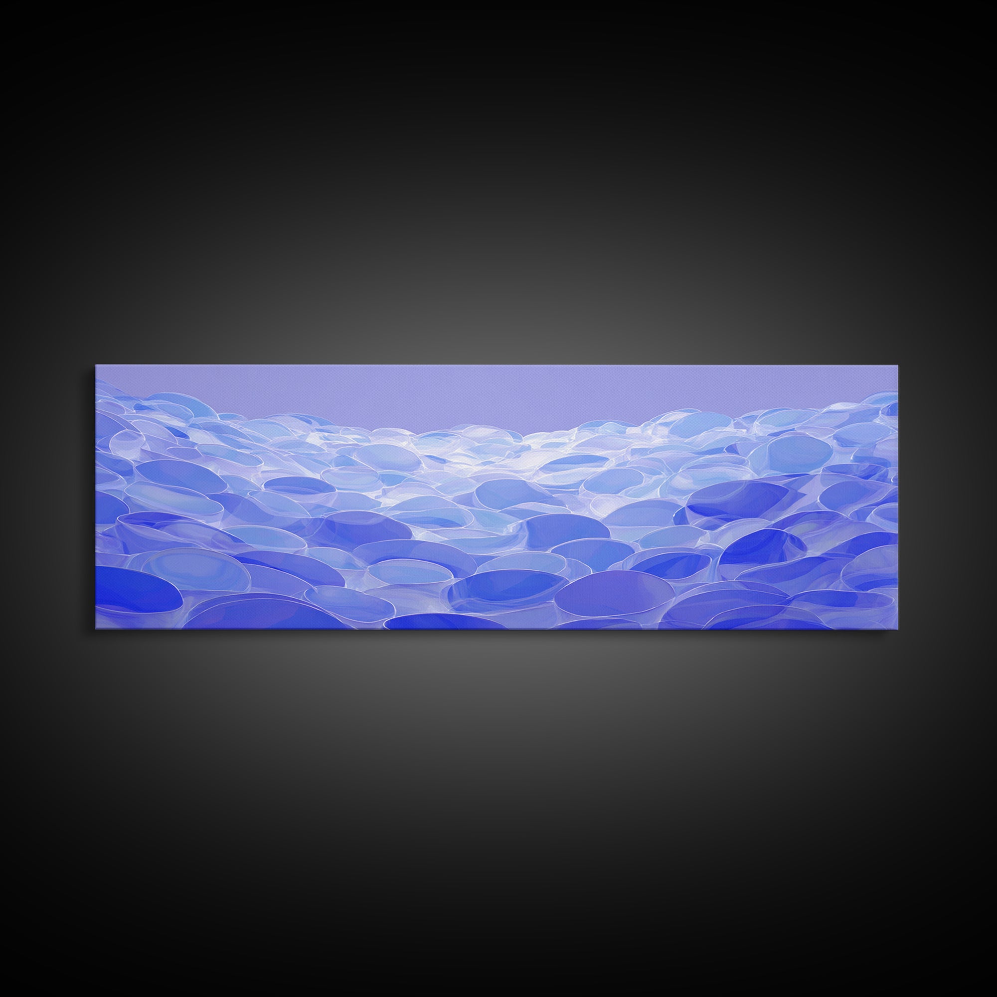 Blue Translucent Pebble Waves Canvas Print, Modern Abstract Art, Midcentury Wall Art, Office Decor, Living Room Decor, Blue Art