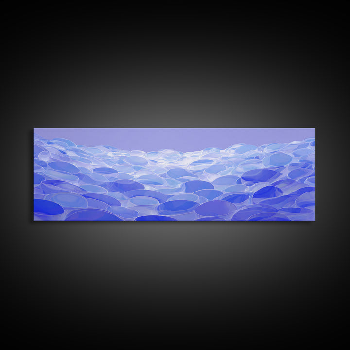 Blue Translucent Pebble Waves Canvas Print, Modern Abstract Art, Midcentury Wall Art, Office Decor, Living Room Decor, Blue Art