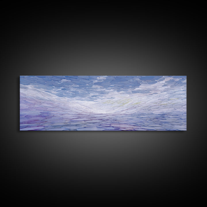 Icy Blue Reflective Ripple Landscape Canvas Print, Modern Abstract Art, Blue Wall Art, Scandinavian Modern, Home Office Decor