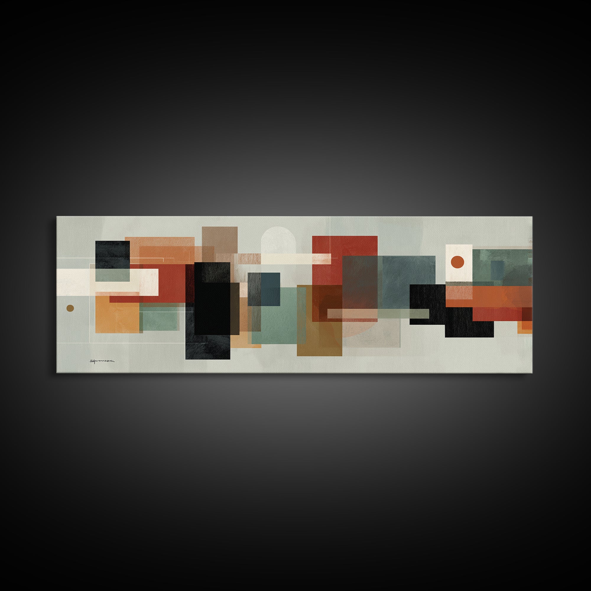 Muted Geometric Blocks Wall Art, Midcentury Modern Abstract Art, Office Wall Decor, Bauhaus Poster, Minimalist Home Decor