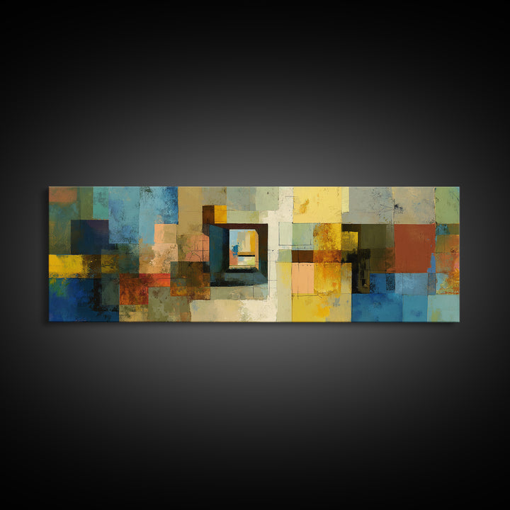 Earthy Abstract Doorway Canvas Print, Midcentury Modern Art, Rustic Office Wall Decor, Geometric Artwork, Home Decor, Living Room Art