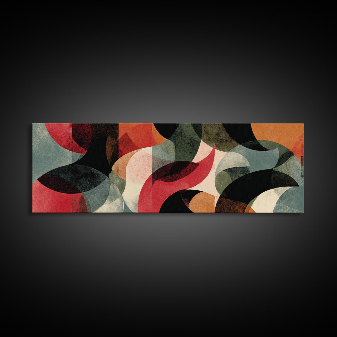 Bold Organic Shapes Canvas Print, Midcentury Modern Abstract Art, Red Black Wall Decor, Geometric Poster, Statement MCM Art