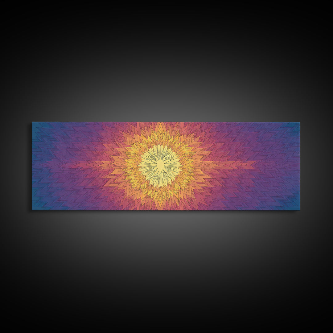 Radiant Yellow Purple Sunburst Poster Wall Art, Midcentury Modern, Geometric Art Print, Abstract Wall Art, Colorful Home Decor