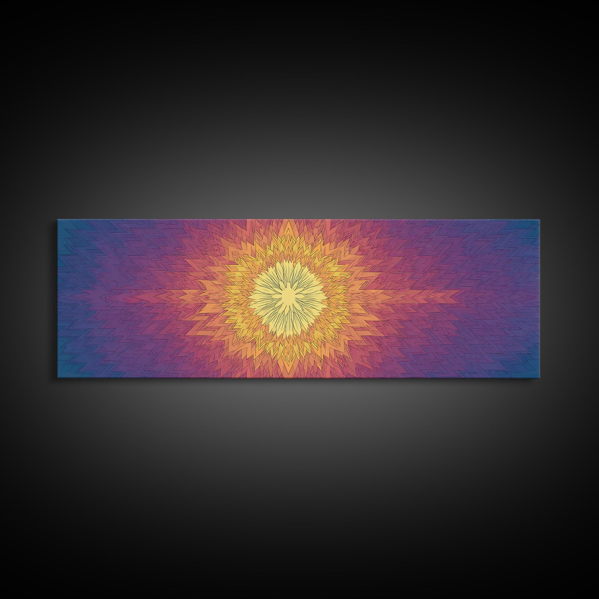 Radiant Yellow Purple Sunburst Poster Wall Art, Midcentury Modern, Geometric Art Print, Abstract Wall Art, Colorful Home Decor