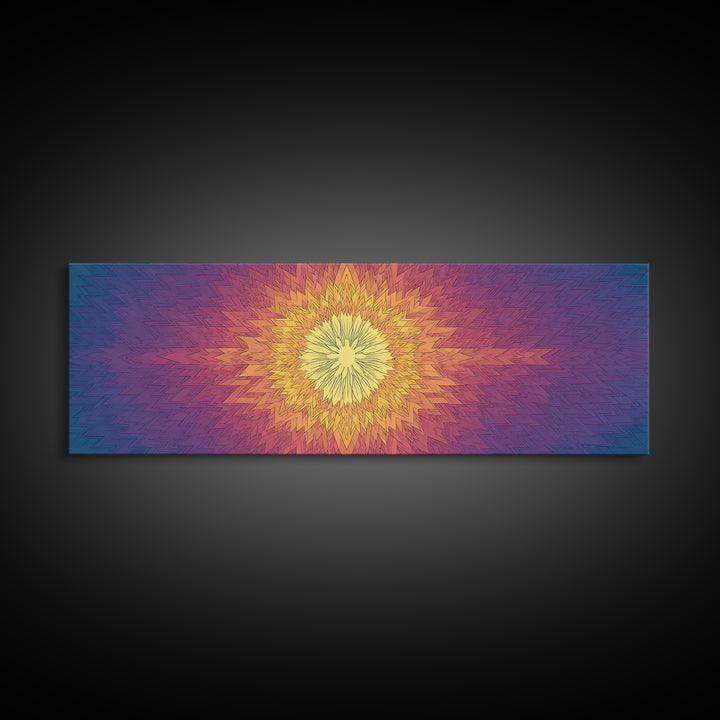 Radiant Yellow Purple Sunburst Poster Wall Art, Midcentury Modern, Geometric Art Print, Abstract Wall Art, Colorful Home Decor