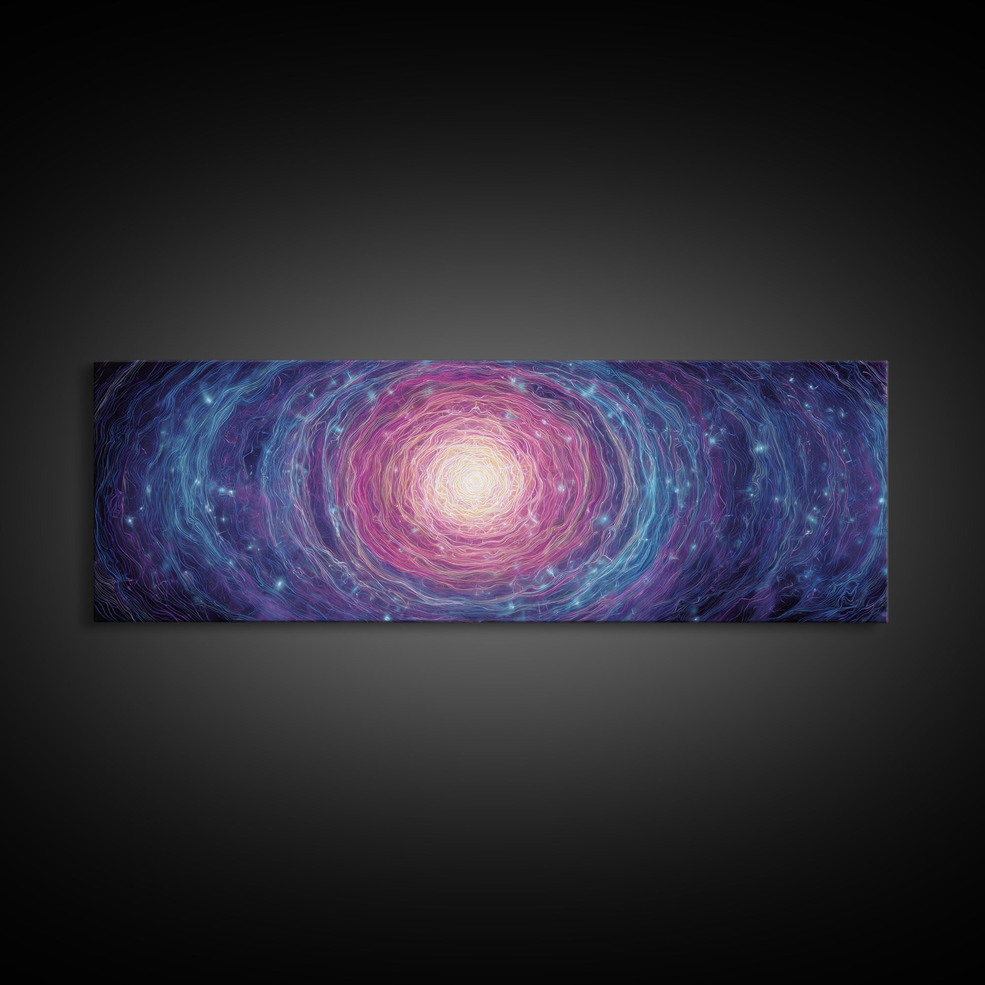 Purple Blue Spiral Galaxy Wall Art, Cosmic Abstract Canvas Print, Modern Digital Art, Space Poster For Living Room Decor