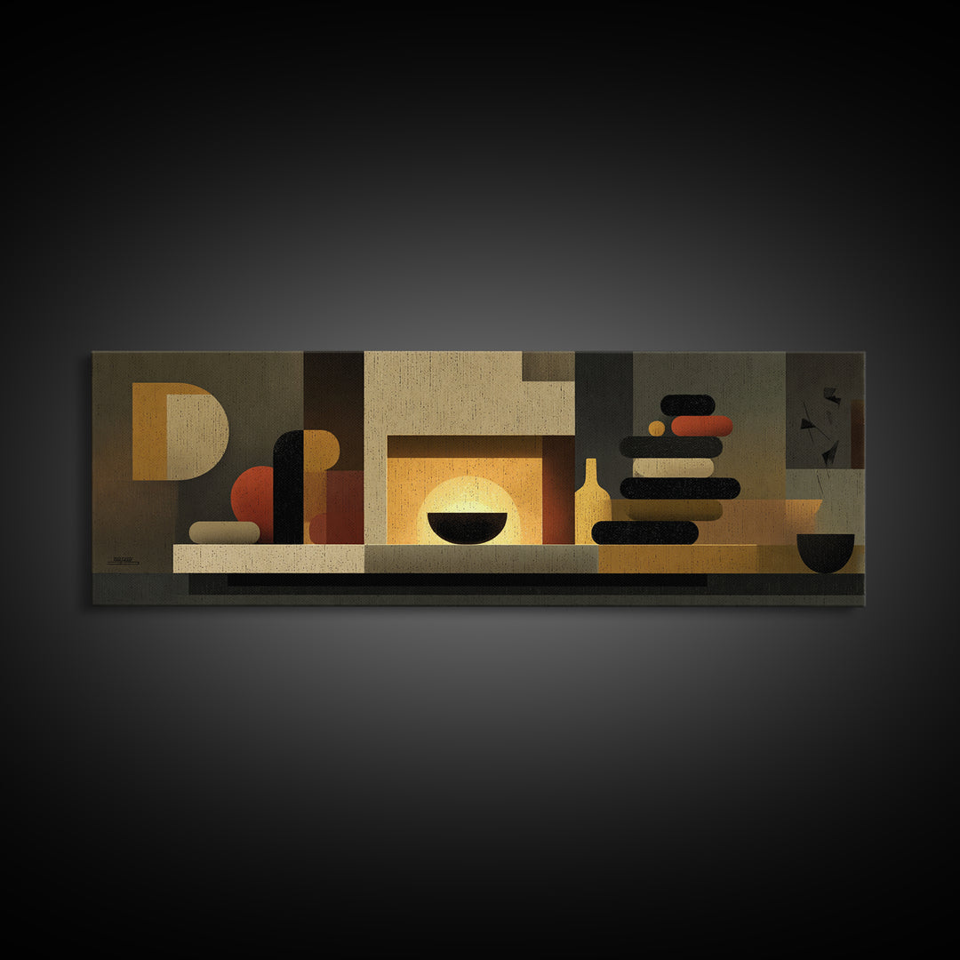 Warm Midcentury Shelf Still Life Wall Art, Abstract Modern Decor, MCM Wall Decor, Retro Art Print For Living Room And Home Decor