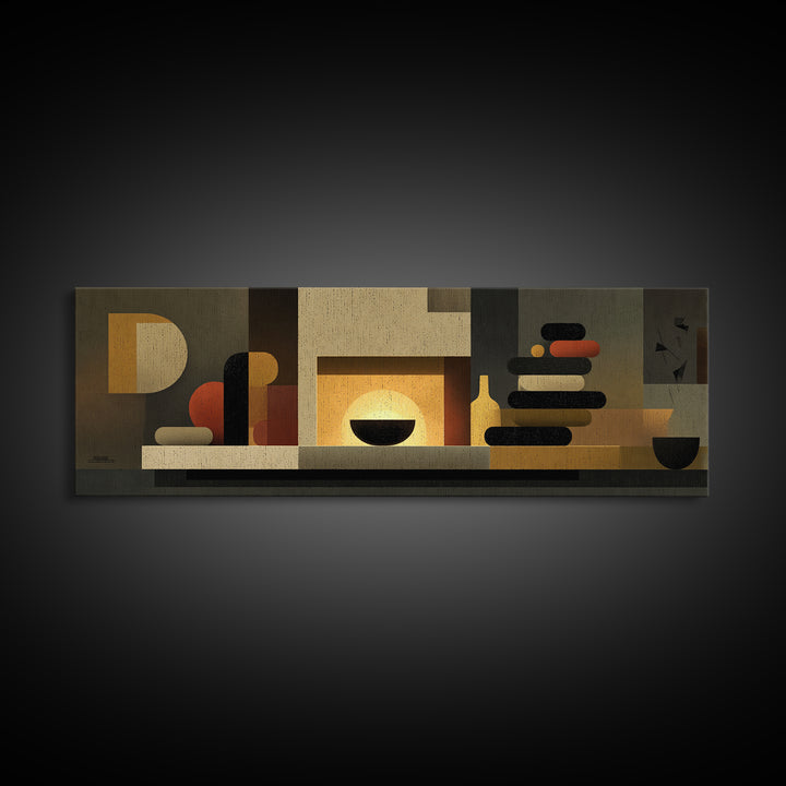 Warm Midcentury Shelf Still Life Wall Art, Abstract Modern Decor, MCM Wall Decor, Retro Art Print For Living Room And Home Decor