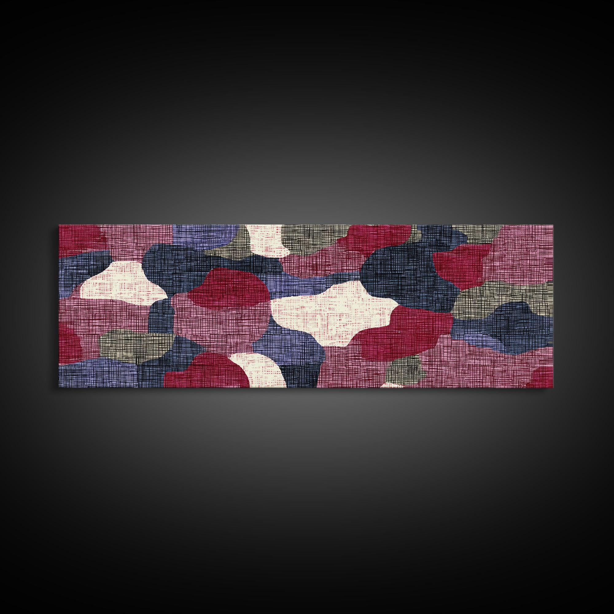 Rose Navy Woven Abstract Wall Art, Midcentury Modern Decor, Organic Pattern Print For Bedroom, Office, And Living Room Decor