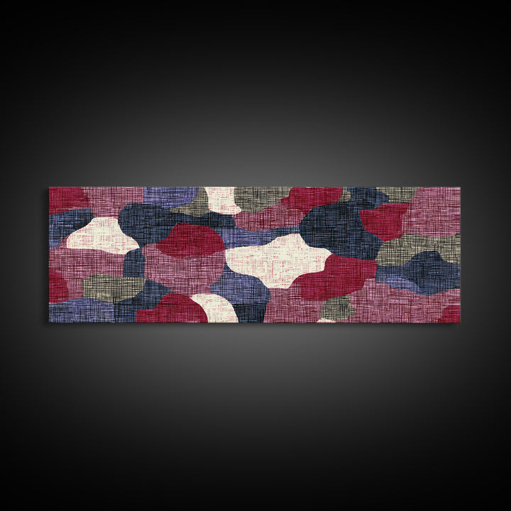 Rose Navy Woven Abstract Wall Art, Midcentury Modern Decor, Organic Pattern Print For Bedroom, Office, And Living Room Decor