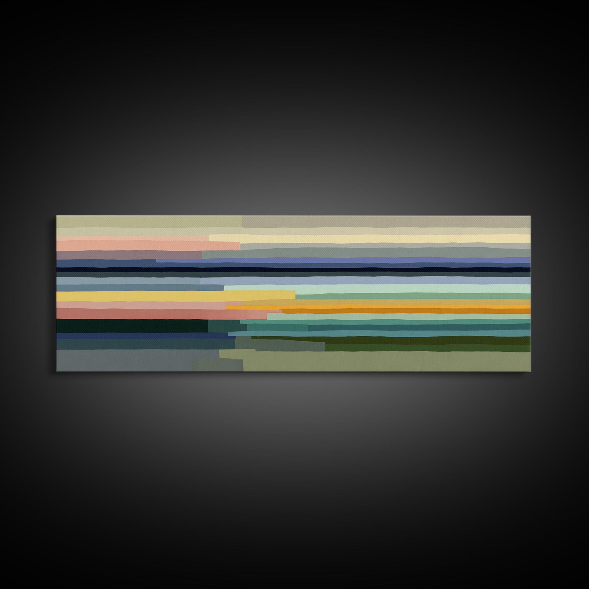 Muted Pastel Horizon Abstract Landscape Wall Art, Midcentury Modern Canvas, Calm Living Room Decor, Neutral Office Print