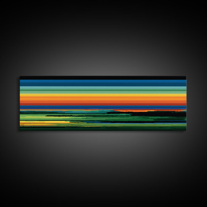 Vivid Orange Sunset Horizon Canvas Print, Midcentury Modern Wall Decor, Retro Landscape Art For Living Room, Bold MCM Home Decor