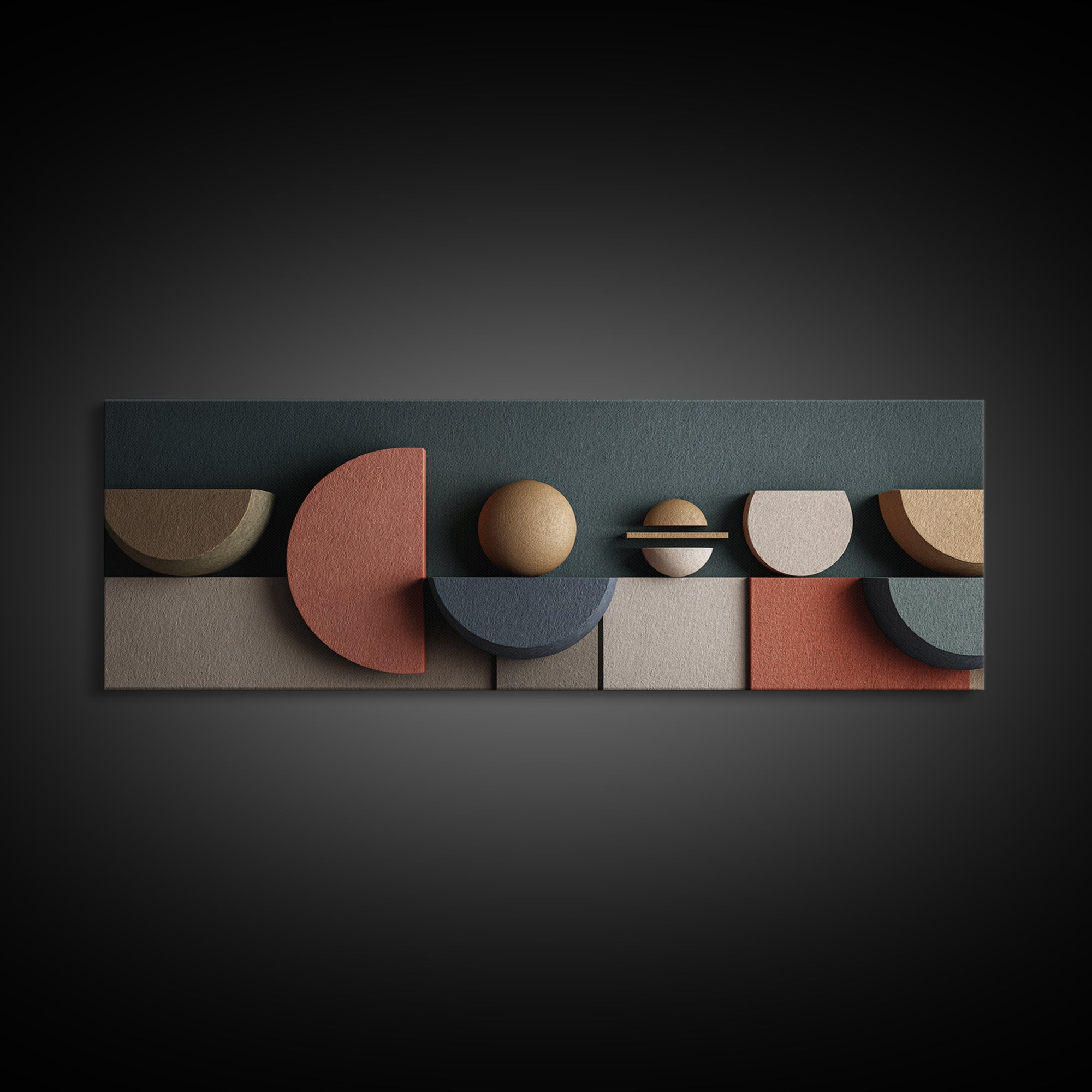 Textured Geometric Shapes In Teal Terracotta And Stone Wall Art, Midcentury Modern Abstract Print, Retro MCM Home Decor Gift