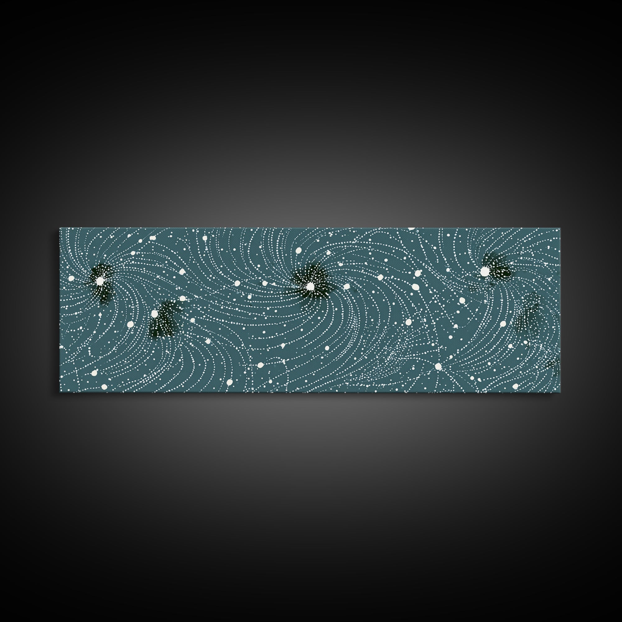 Teal Spiral Particle Field Canvas Print, Modern Abstract Art, Cosmic Geometric Wall Decor, Sci Fi Office Poster, Galaxy Art