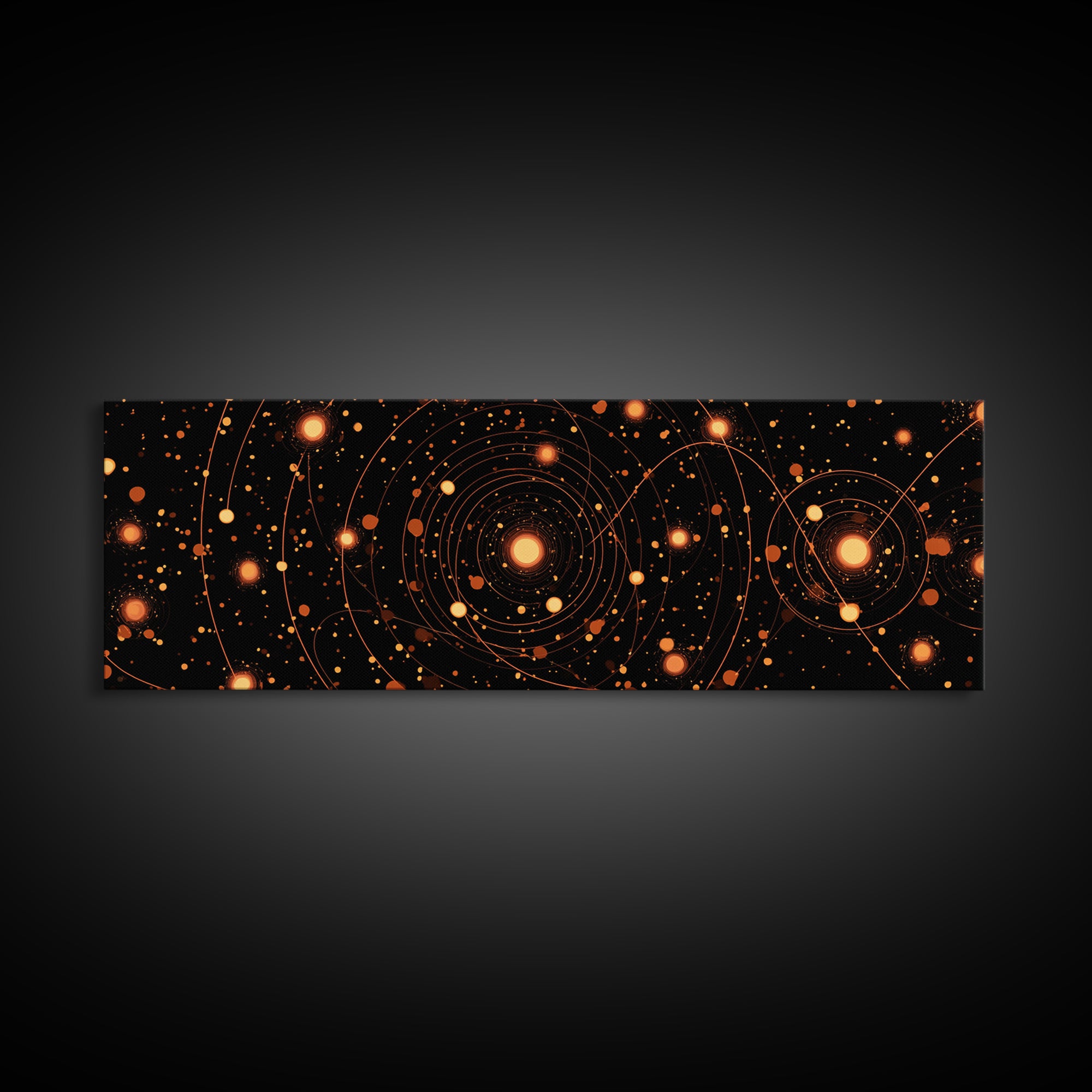 Orange Atomic Orbit Galaxy Wall Art, Mid Century Modern Abstract Science Poster, Retro Space Decor, Cosmic Home Art Print