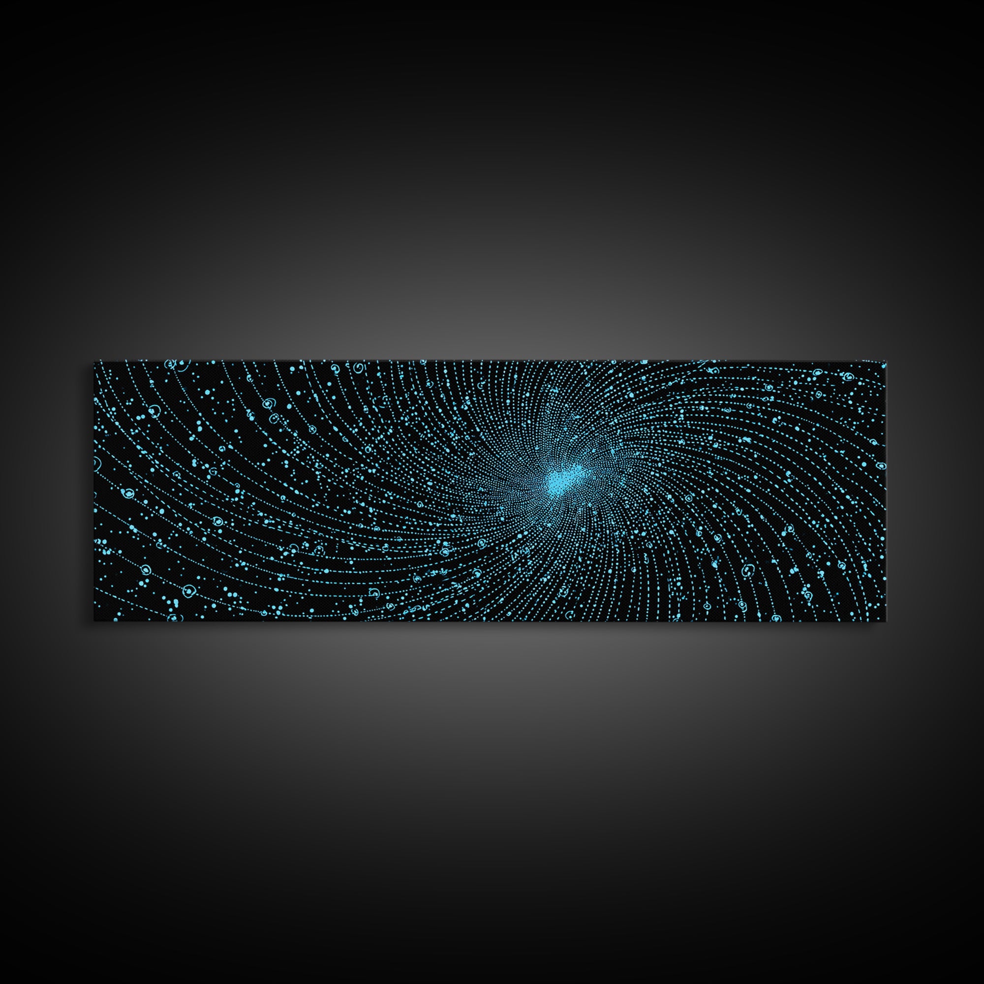 Blue Vortex Particle Spiral Canvas Print, Modern Abstract Art, Sci Fi Space Wall Decor, Geometric Office Poster, Artwork