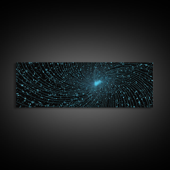 Blue Vortex Particle Spiral Canvas Print, Modern Abstract Art, Sci Fi Space Wall Decor, Geometric Office Poster, Artwork