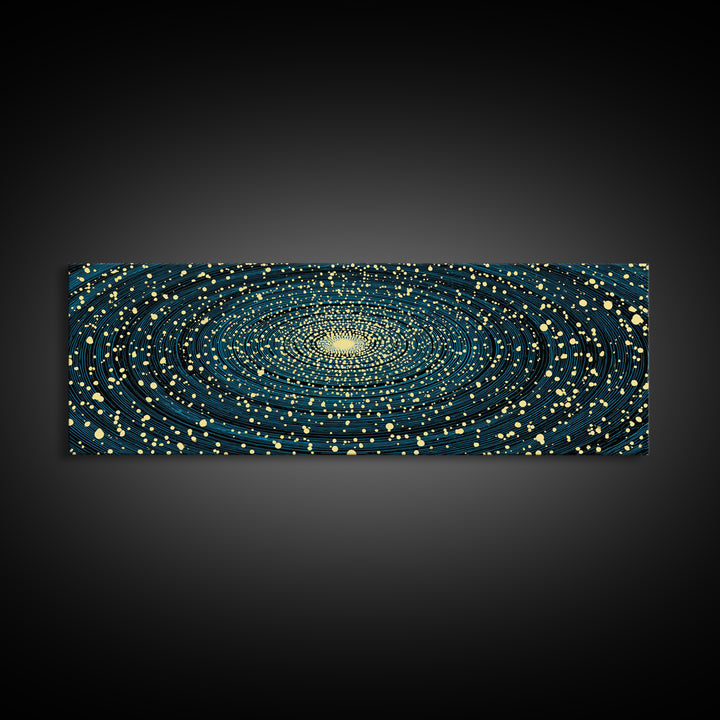 Gold And Teal Spiral Galaxy Wall Art, Modern Abstract Art Print, Cosmic Space Poster, Geometric Office Decor, Large Canvas Print
