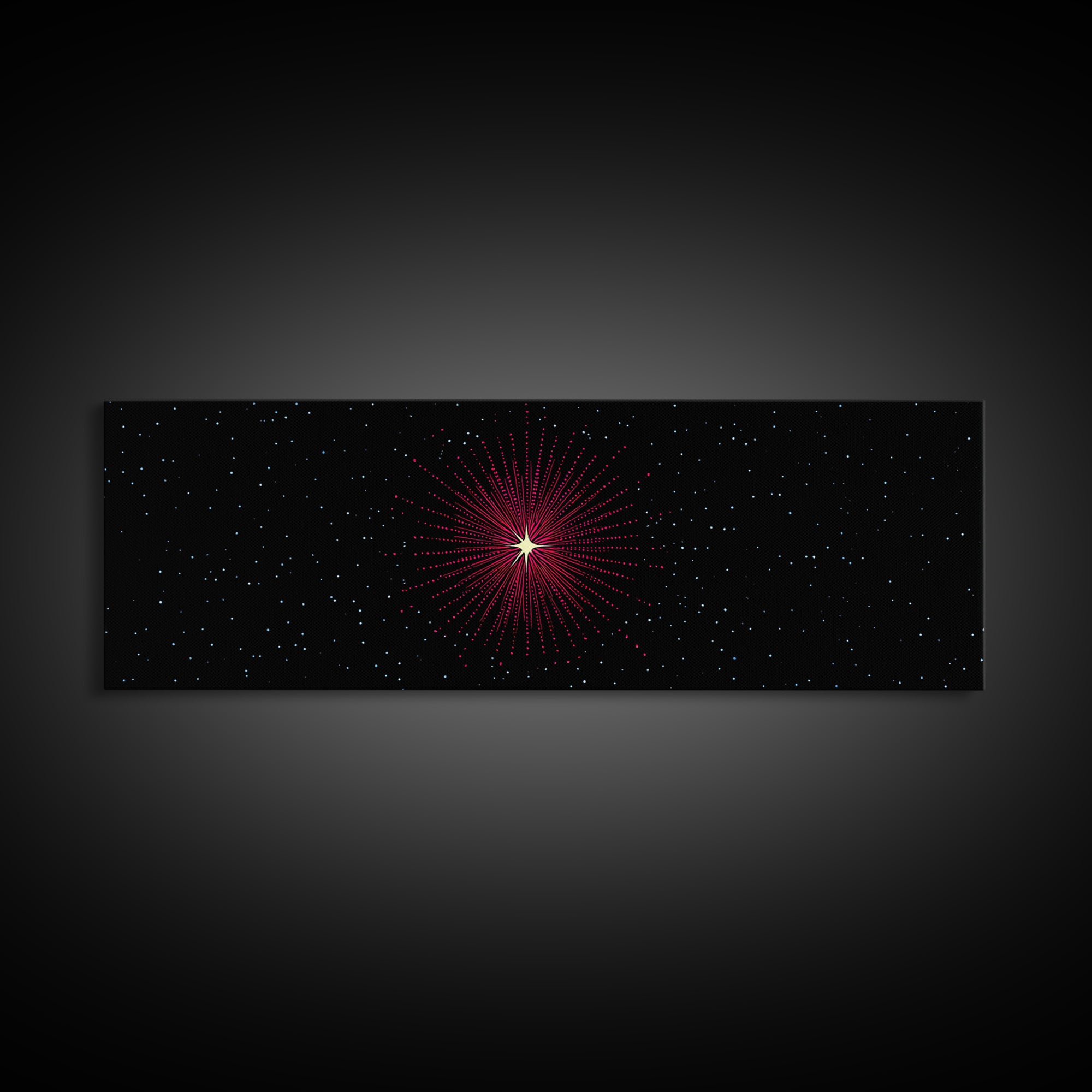 Minimal Red Starburst Wall Art, Sci Fi Space Abstract Print, Modern Cosmic Poster, Dark Galaxy Decor, Retro Home Accent Print