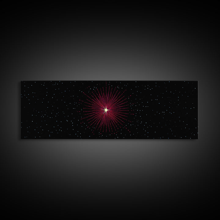 Minimal Red Starburst Wall Art, Sci Fi Space Abstract Print, Modern Cosmic Poster, Dark Galaxy Decor, Retro Home Accent Print
