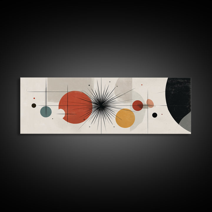 Earth Tone Planetary Circles Wall Art, Midcentury Modern Abstract Print, Atomic Geometric Decor, Neutral MCM Poster Gift