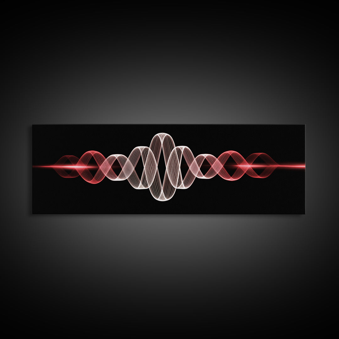 Red White Sine Wave Canvas Print, Minimalist Modern Abstract Art, Audio Waveform Wall Art, Music Studio Decor For Bedroom
