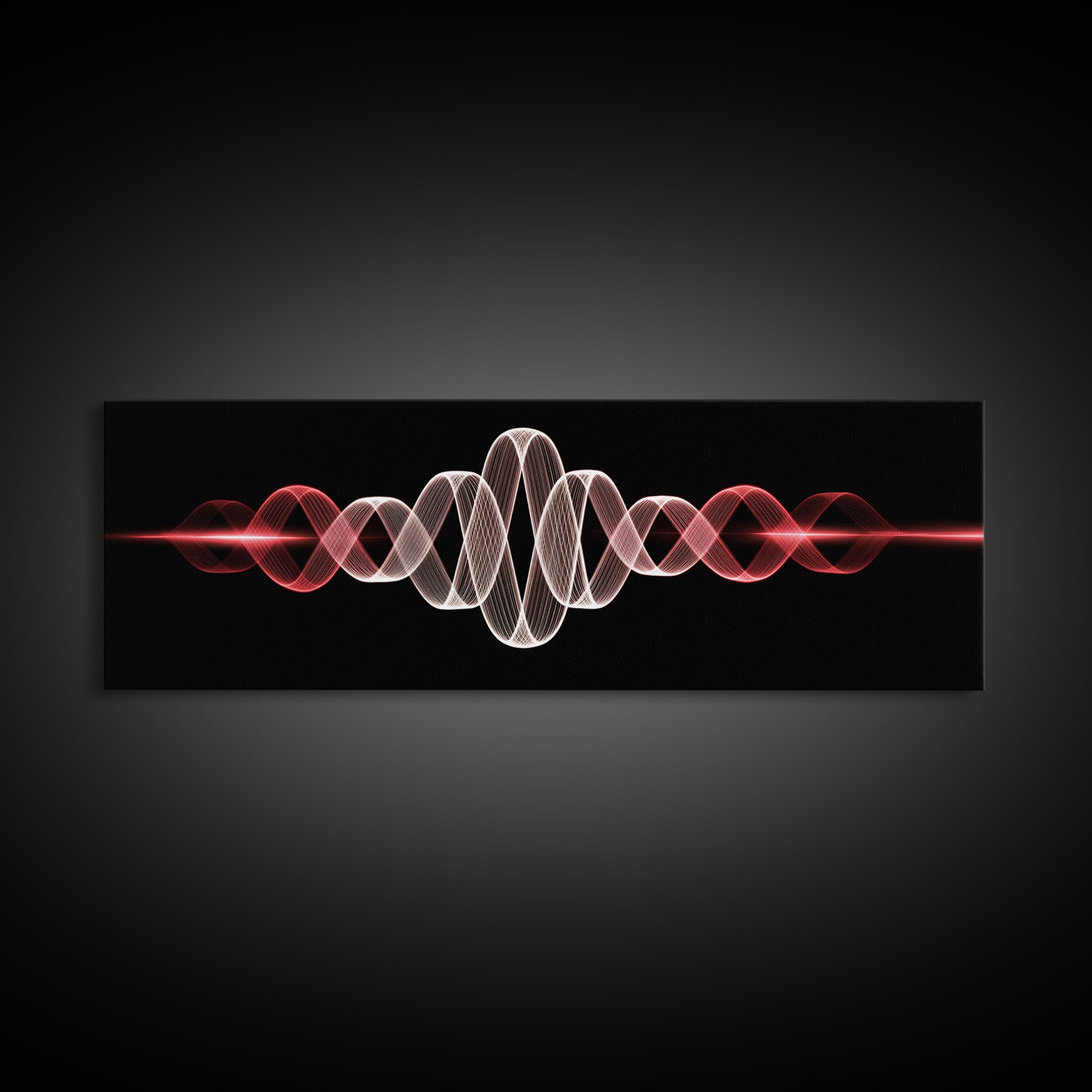Red White Sine Wave Canvas Print, Minimalist Modern Abstract Art, Audio Waveform Wall Art, Music Studio Decor For Bedroom