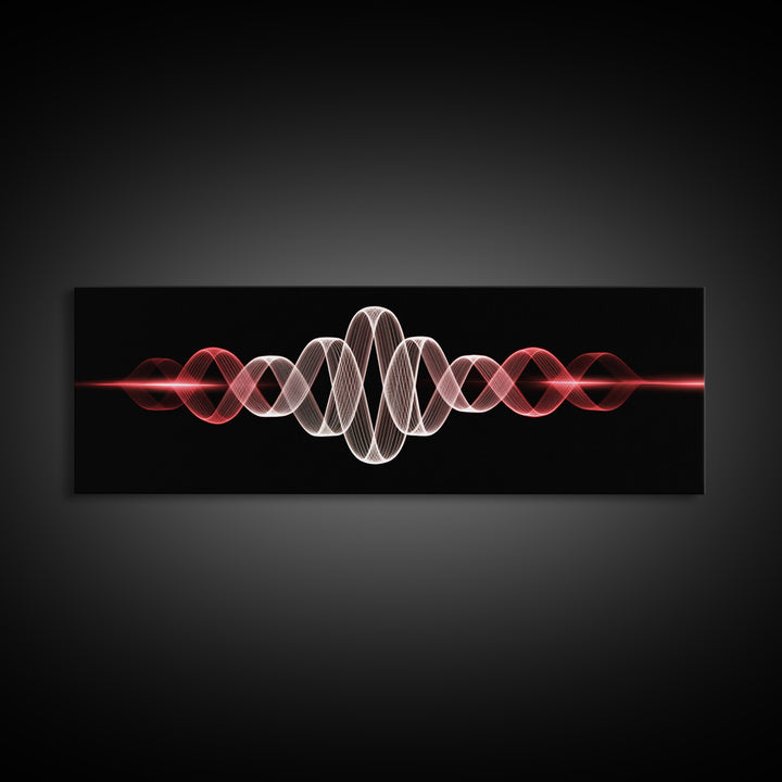 Red White Sine Wave Canvas Print, Minimalist Modern Abstract Art, Audio Waveform Wall Art, Music Studio Decor For Bedroom