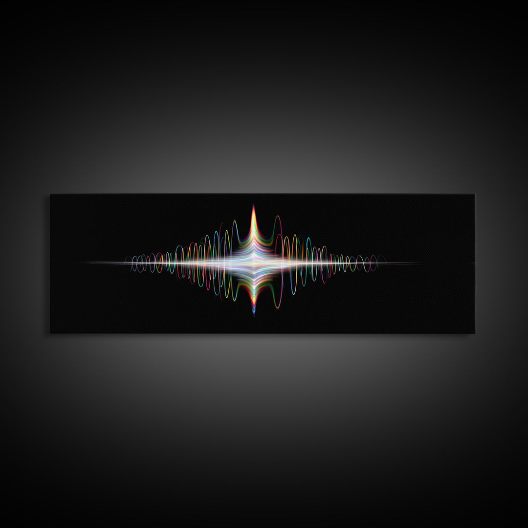 Prismatic Light Waveform Wall Art, Modern Digital Art Print, Abstract Sound Wave Poster, Futuristic Home Office Wall Decor