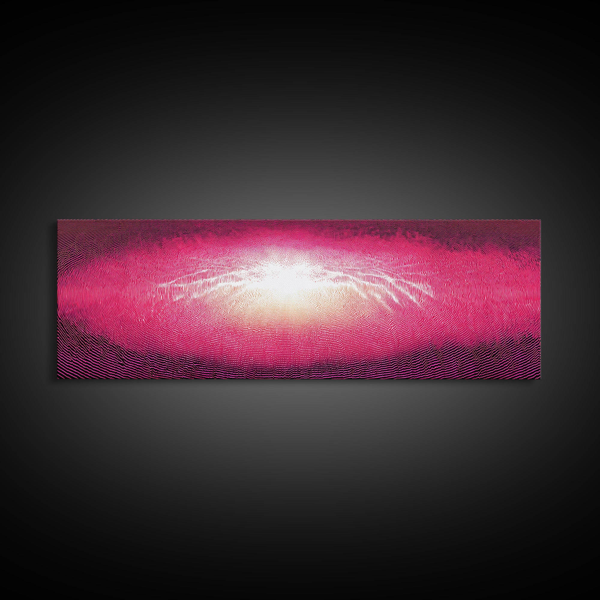 Pink Radiant Wave Field Canvas Print, Bright Abstract Wall Art, Modern Digital Art Poster, Girly Maximalist Bedroom Decor