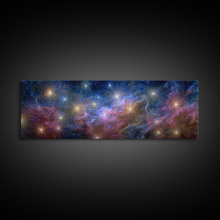 Cosmic Nebula Starfield Wall Art, Colorful Space Abstract Art Print, Modern Galaxy Poster, Scenic Home Office Decor Gift