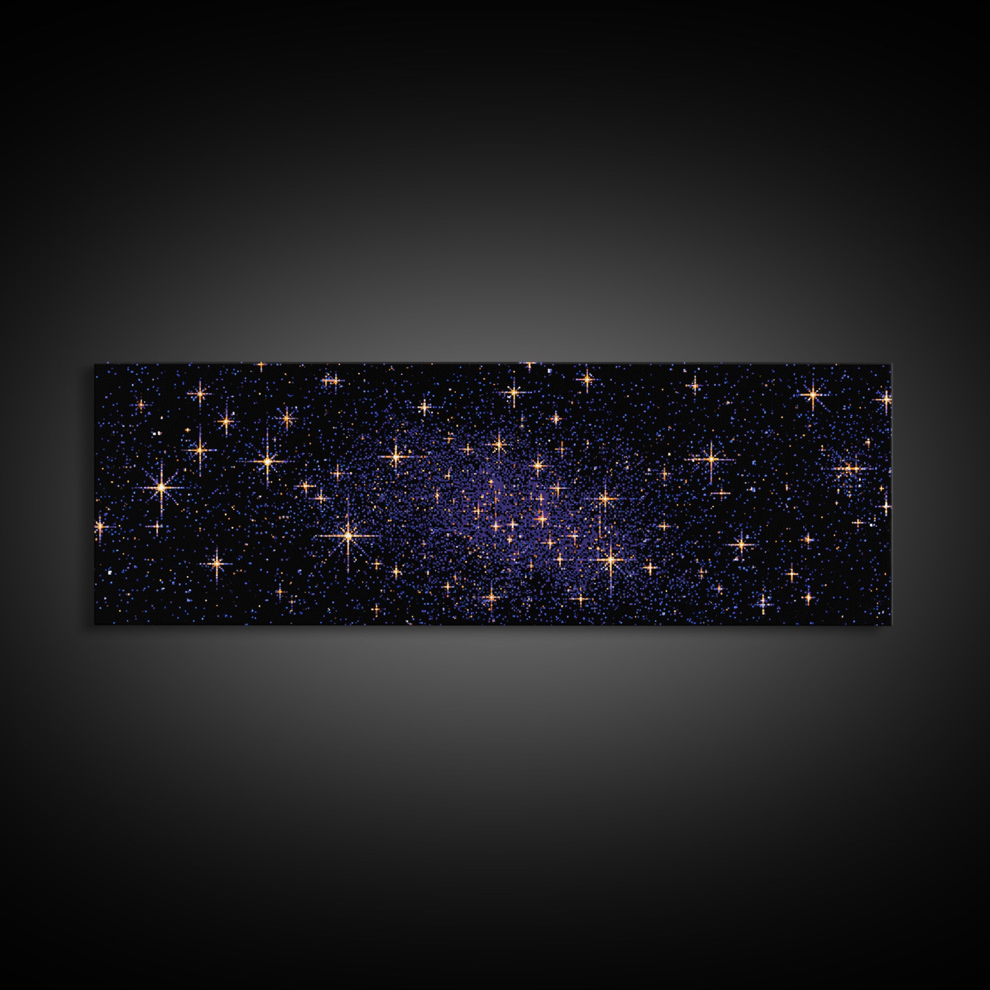Golden Star Field Canvas Print, Cosmic Modern Wall Art, Navy Celestial Space Poster, Elegant Bedroom Home Office Decor Gift