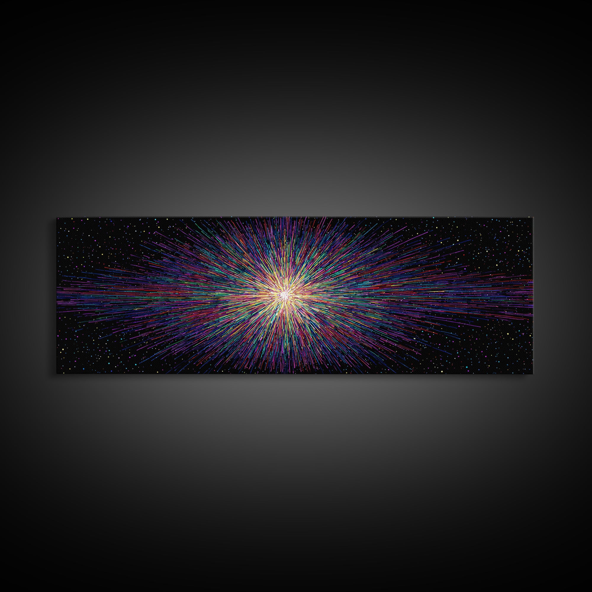 Rainbow Particle Starburst Wall Art, Bright Abstract Art, Modern Digital Art Print, Colorful Poster, Retro Sci Fi Space Decor