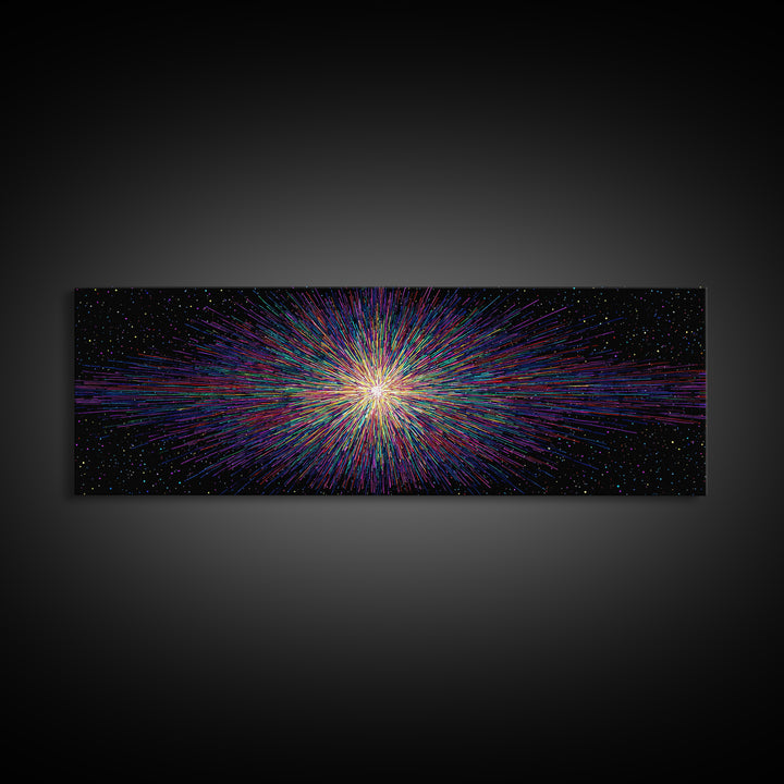 Rainbow Particle Starburst Wall Art, Bright Abstract Art, Modern Digital Art Print, Colorful Poster, Retro Sci Fi Space Decor