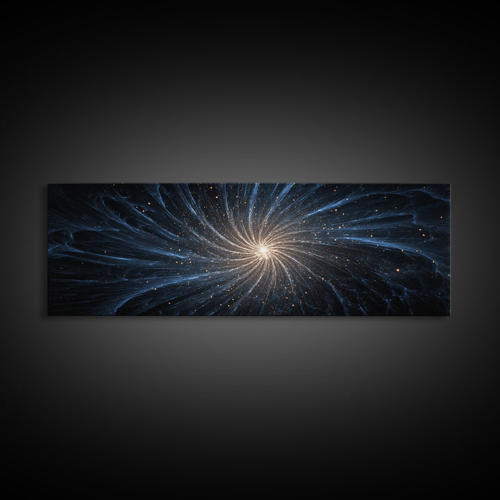 Blue White Spiral Galaxy Canvas Print, Cosmic Modern Wall Art, Space Abstract Art, Starry Night Decor, Large Sci Fi Poster
