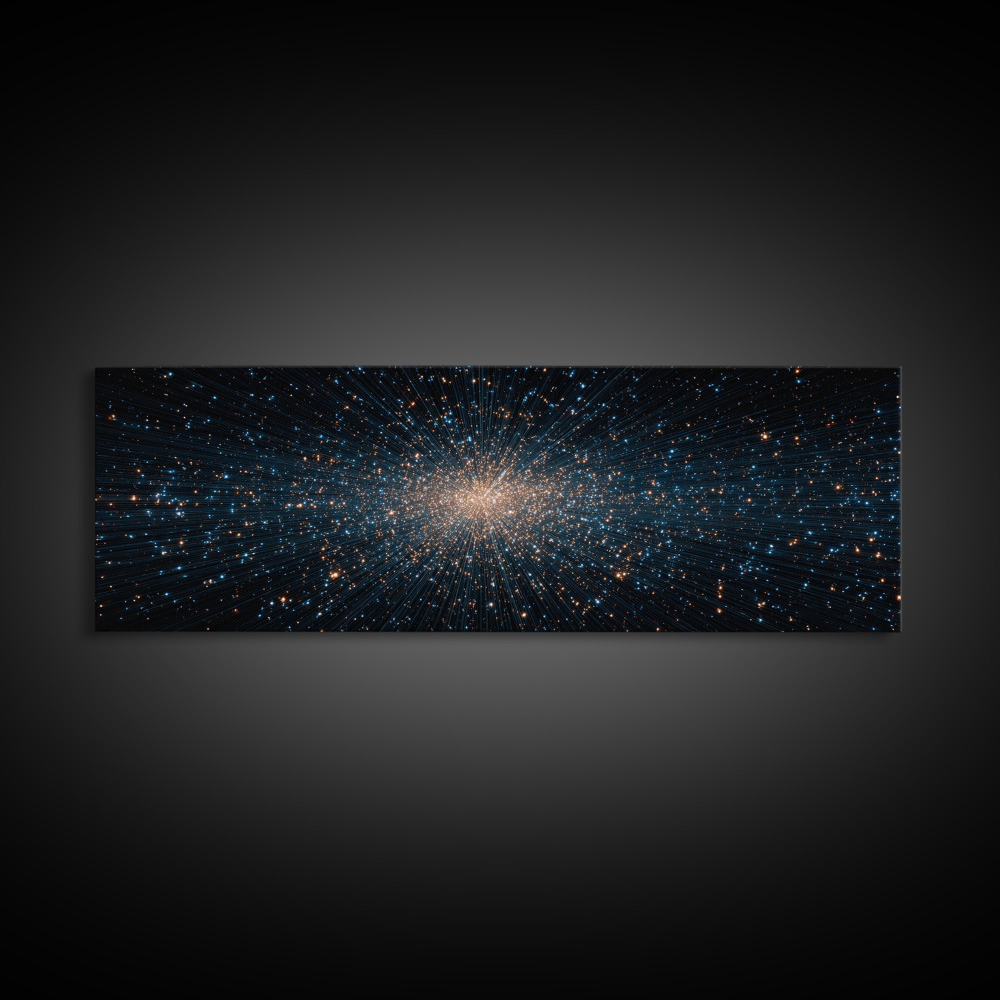 Blue Gold Star Particle Cloud Canvas Print, Modern Abstract Art Print, Cosmic Wall Art, Space Abstract Decor, Office Poster