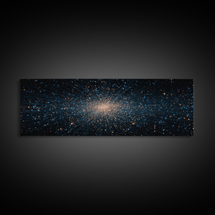 Blue Gold Star Particle Cloud Canvas Print, Modern Abstract Art Print, Cosmic Wall Art, Space Abstract Decor, Office Poster