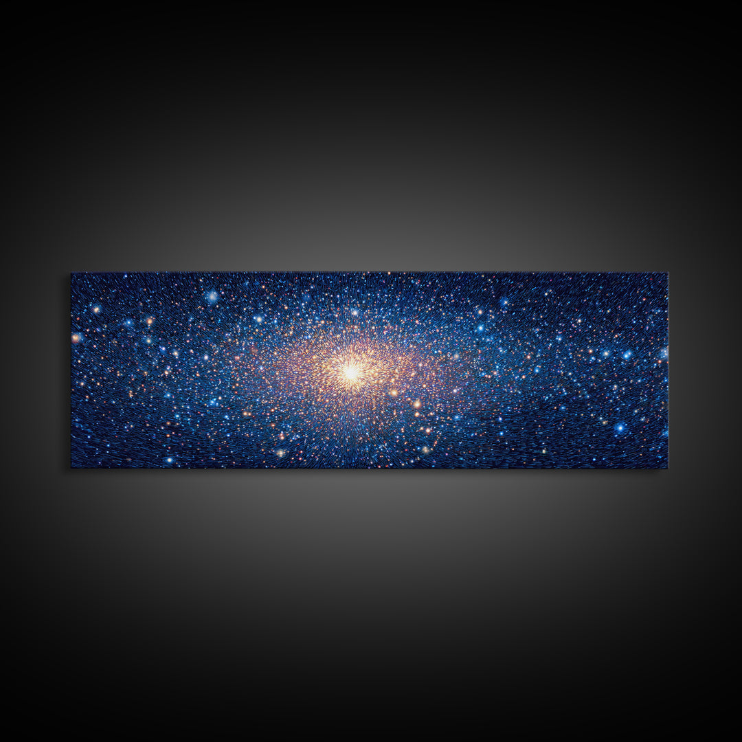 Blue Galaxy Star Cluster Wall Art, Cosmic Modern Canvas Print, Space Abstract Art, Starry Bedroom Decor, Large Poster Print