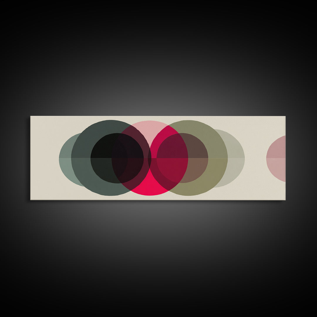 Soft Olive Pink And Charcoal Overlapping Circles Wall Art, Modern Abstract Print, Midcentury Geometric Decor, Neutral Poster